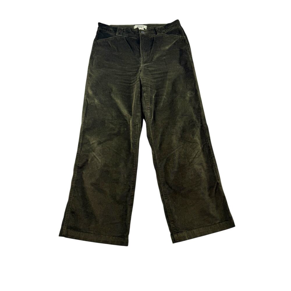 Madewell Emmett Wide Leg Corduroy Pants Size 29 Petite Dark Green High Rise